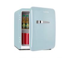 Klarstein Audrey - Mini Frigorifero, Frigo per Bevande, Retrò, Classe F, Capacità 48 L, 2 Scomparti, Temperatura 0-10 °C, Vano per Bottiglie, Celeste