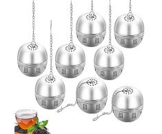 GZkedu 8 Pezzi Infusore per Tisane 4 x 4.5 CM 304 Infusore per Tè a Forma di Palla Acciaio Inossidabile con Catena, Filtro The Infusione, per Tisane Tè Sfuso Spezie e Condimenti