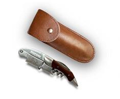 Ducomi POET Cavatappi Professionali Apribottiglie Vino – Cavatappi Sommelier Acciaio Inox e Legno con Tagliacapsule e Custodia Ecopelle, Accessori Cucina Apri Bottiglia, Regalo Uomo (Aimable)