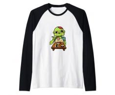 Carino Halloween Kawaii zombie mangiare sushi con le bacchette Maglia con Maniche Raglan
