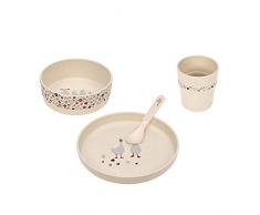 Lässig 1310062842, Set Stoviglie Per Bambini Piatto Ciotola Tazza Cucchiaio/Dish Set Pp/Cellulose Tiny Farmer Sheep/Goose Nature (Plate, Bowl, Mug, Spoon) - 238 g