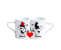 Set di tazze da caffè Disney regalo per coppie, tazze in ceramica personalizzate per San Valentino per fidanzamento, coppie, regali di anniversario per lui, tazze abbinate per coppie, spose