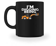 Generic Im Digging Being - Tazza per bambini, ragazzi, trattore, gru, escavatore, escavatore Nero M