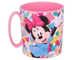 Tazza Minnie Mouse Bicchiere in plastica 350ml per Microonde con manico Bambini colazione (Minnie)