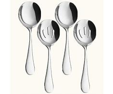 Cucchiai da Portata x 2, Cucchiai a Fessura x 2, YFWOOD 8,7 Pollici Utilità Advanced Performance Skimmer Perforato, per Buffet Can Banquet Cooking Kitchen (Argento)