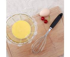 BESTONZON Frusta in acciaio inossidabile da 12 pollici, impugnatura in gomma Frullino da cucina in mano per le uova per mescolare (nero)