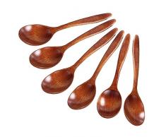 Eco-Friendly Stoviglie Cucchiaio da minestra Caffè tè miele cucchiaio in legno naturale accessori da cucina (6Pc)