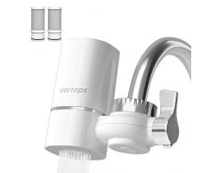 Vortopt Filtro acqua rubinetto, 400 galloni Depuratore acqua rubinetto della cucina, Filtro calcare rubinetto, Riduce sabbia, piombo, cloro e cattivo gusto, T1（2 Filtri Incluso)