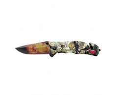 Third Coltello K2804ET, Manico in Alluminio con Stampa Fotografica 3D con Motivi dell'Esercito e Lama in Acciaio 420 10 cm, con Cintura di Sicurezza da Taglio e Punta rompighiaccio.