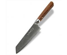 SHI BA ZI ZUO Coltello da chef Damasco Coltello da cucina giapponese Santoku professionale da 7 pollici, anima in acciaio super VG10, lama forgiata a 67 strati e bordo affilato come un rasoio