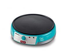 Ariete 202 Crepes Maker Party Time, Piastra per Crepes Antiaderente, 2 Spatole in Legno, Ricettario, 1000W, Azzurro