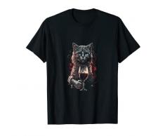 Vino Gatto Bicchiere di Vino Bere Festa Degustazione di Maglietta