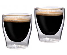 Feelino Bloomino - Bicchierini per caffè espresso, a parete doppia, set da 2, 80 ml, termici con effetto ondulato, 2 pezzi
