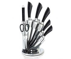 KAMBERG - 8133 - Ceppo coltelli 8 pezzi in acciaio inox - Supporto acrilico - Coltelli da cucina - Tipo pietra