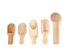 5 Pezzi Mini Cucchiaio Legno Cucchiaio Da Caffè In Legno Cucchiaio Di Sale Da Bagno Sale Paletta Ddelle Spezie Farina Scoops Legno Di Alta Qualità Per Caffè, Spezie, Tè, Utensili Da Cucina