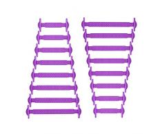 RECKNEY Lacci per scarpe senza nodo per bambini e adulti, in silicone, piatti, per scarpe da ginnastica, elastici, facili da inserire(Viola)