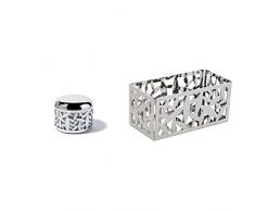 Alessi Cactus Formaggiera, Acciaio Inossidabile, Argento, 9.2 Cm & Msa29 Cactus! Contenitore Porta Bustine Di Tè O Di Zucchero In Acciaio Inossidabile 18/10 Lucido