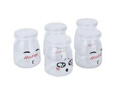 Cabilock 5Pcs 150Ml di Yogurt Bottiglie di Vetro Viso Budino di Bottiglia di Vetro Resistente al Calore Yogurt Contenitori di Latte Tazza Tazza Tazza di Gelatina Mousse Vaso con Coperchio