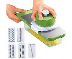 YOBOKO Tritaverdure Multifunzione Tritatutto Dicer Mandoline Affettatrice Dicer Manuale Julienne Grattugia per Pomodoro, Aglio, Carota, Patate, Insalata (9 in 1)