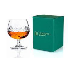 Hemswell Crystal Glenrigg,Calice singolo in vetro di brandy con taglio elegante in cristallo con scatola di presentazione foderata in raso, per cognac da 250 ml, cristallo europeo