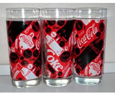 Bicchiere Coca Cola, in stile retrò, anni 80, 3 x 0,3 litri