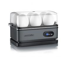 arendo - Cuociuova Elettrico con Funzione di Mantenimento della Temperatura -da 1 a 6 Uova - Libera Scelta della durezza - Acciaio Inox Spazzolato - Colore Cool Grey