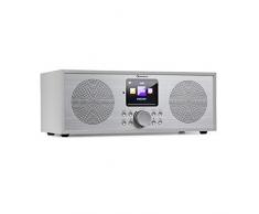 AUNA Silver Star Stereo - Radio DAB+/FM, Internet Radio da Cucina, Wifi, Bluetooth, 2 x 8 Watt RMS, USB, Controllo App, AUX, Funzione Sveglia, Telecomando Incluso, Bianco