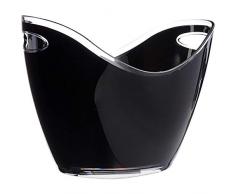 Secchiello per Ghiaccio in Plexiglass Nero Ovale 27x20x19 cm fino a 2 Bottiglie Cestello Portaghiaccio bouquet Spumanteria Champagneria in Plastica Acrilico Trasparente bar, discoteca, ristorante