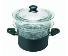 BALLARINI Set per Cottura a Vapore Cuocivapore, Casseruola con 2 Cestelli in Vetro forati e sovrapponibili, Diametro 20 cm, Con coperchio in vetro, Gli Speciali