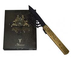 Higonokami Coltello Tascabile Pieghevole Giapponese Aranea Antico Manico e Nero Blade Fatto a Mano in Giappone da Nagao Kanekoma