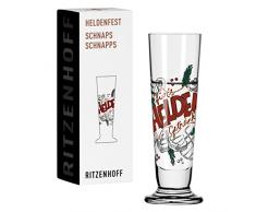 Ritzenhoff 1011013 - Bicchiere da liquore da 40 ml, serie Heroes, motivo n. 13, per eroi alla griglia, rotondo, prodotto in Germania, rame, verde, rosso, nero, 1061013