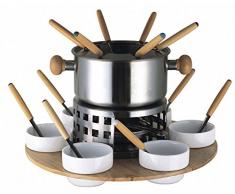Baumalu 342703 - Set per fonduta in acciaio inox, 6 persone, vassoio girevole in legno