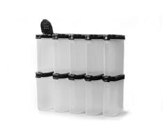 Tupperware - Contenitore per spezie, 270 ml, 10 pezzi, colore: Nero