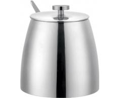 Café Ole, zuccheriera in Acciaio Inox con cucchiaino e Coperchio, Acciaio Inossidabile, Mirror Finish, 11.5 x 10 x 10 cm