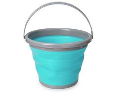Navaris Secchio Pieghevole 10 Litri in Silicone - Secchiello Richiudibile 10l per Pulizie Bucato Campeggio Pesca - Secchio Portatile Acqua - Azzurro