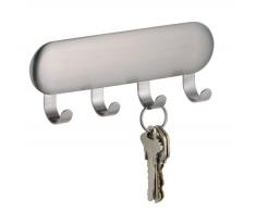 InterDesign - Appendichiavi autoadesivo da parete, 4 ganci, in acciaio inox spazzolato