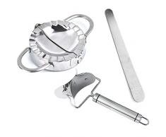 Leyee - Set di 3 stampi per ravioli in acciaio INOX + stampo per ravioli + cucchiaio per riempire la casa, fai da te