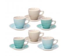 Tognana Almeida, Set 6 Tazze Caffè con Piattino, Stoneware, Multicolore