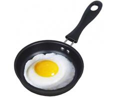 Demoyaya Mini padella per un uovo, mini padella per uova da 12 cm, con manico resistente al calore, antiaderente per campeggio, portatile, per fornello a gas a induzione