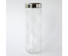 Alessi AKK58 Girotondo Barattolo Ermetico in Vetro Serigrafato con Coperchio in Acciaio Lucido