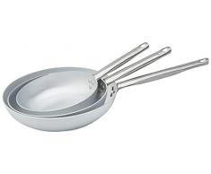 Pentole Agnelli Tris di Padelle ALMA111B In Alluminio con Manico in Acciaio, Diametri 20, 24 e 28 cm