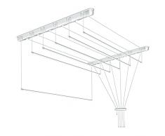 SEPIO Stendibiancheria da soffitto 6 x 110/6 Bar per Biancheria 110 cm, Polietilene, Bianco, L