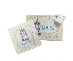 LolaPix Set Pappa. Tazza/Tovaglia/Tovagliolo Personalizzati con Nome/Testo. Diversi Design Scegliere. Unicorno