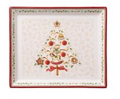 Villeroy & Boch Winter Bakery Delight Piatto Pasticceria, Rettangolare, Porcellana, Bianco/Rosso, (S)