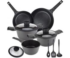 Divory Set di padelle 20, 24, 28 cm e pentole 18, 20, 24cm, manico rimovibile, induzione adatto, alluminio antiaderente, Batteria da Cucina Induzione da Cucina