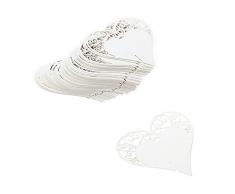 JZK 100 Bianco Cuore segna Posto segnaposto segnatavolo segnabicchiere bomboniera per Matrimonio Compleanno Nascita Battesimo Comunione Natale segnaposti segna Bicchiere