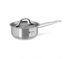 Royal Catering Casseruola con Manico Pentolino Salse RCCP-140A (Ø 14 cm, Acciaio Inox, 0,9 l, Spessore Fondo 4 mm)