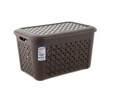 Tontarelli Cesta Biancheria Arianna con Coperchio lt48 wengè Riordino Lavanderia, Marrone, 48 Litri
