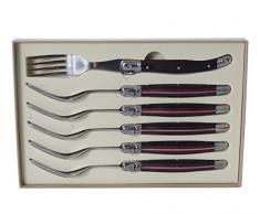 Laguiole L'Eclair Set di Forchetta da Tavola Rosso / Nero, in Confezione Regalo