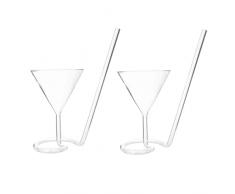 UPKOCH 2 bicchieri da cocktail a spirale creativi, con cannuccia, bicchieri da vino trasparente (trasparente)